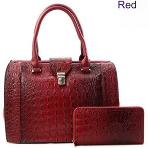 Doctor Bag style handbag with matching wallet.